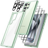 JETech 5 in 1 Case for Samsung Galaxy S24 Ultra 5G with 2-Pack Each Tempered Glass Screen Protector and Camera Lens Protector, Non-Yellowing Shockproof Bumper Phone Cover (Titanium Green)